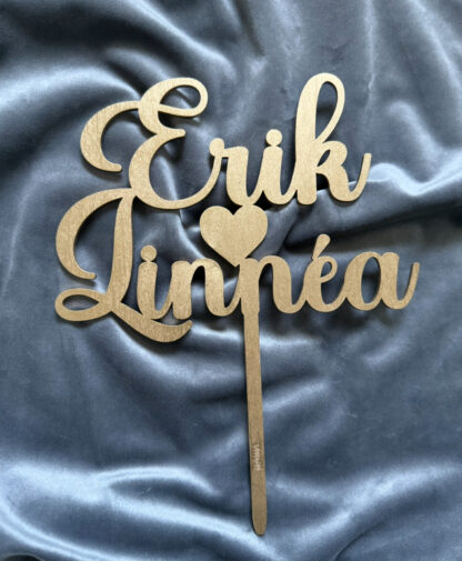 Caketopper trä - Namn - hjärta - Namn - Bild 4