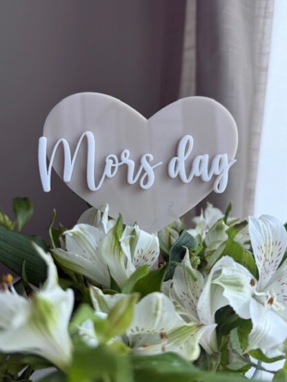 Blomsterpinne - Hjärta 3D-text