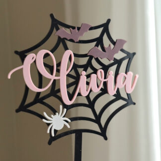 Caketopper - Spindelnät med namn